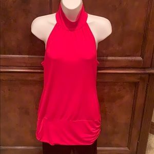 Boston Proper halter style red tunic blouse M